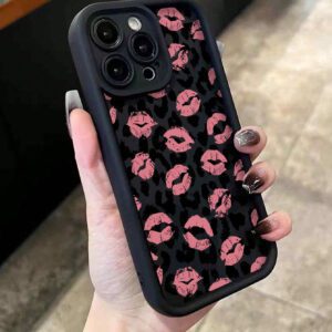 1 Pièce Étui De Téléphone Portable Anti-chute Épaissi, Imprimé De Lèvres Et Léopard À La Mode, Compatible Avec Iphone11/12/13/14/11promax/12promax/13promax/14promax/xr/15/15pro/15promax Et La Série Samsung