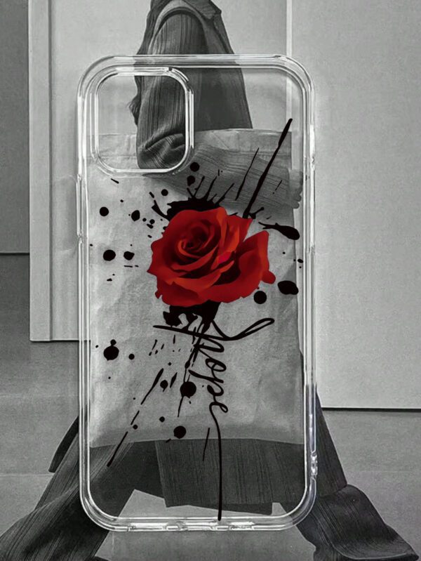 Coque de téléphone à motif de fleur de rose, design éclaboussure de rose, style artistique, choix tendance, coque de téléphone artistique transparente, compatible avec iPhone et Galaxy, Série iPhone 11/13/14/15/16, Galaxy A23 5G
