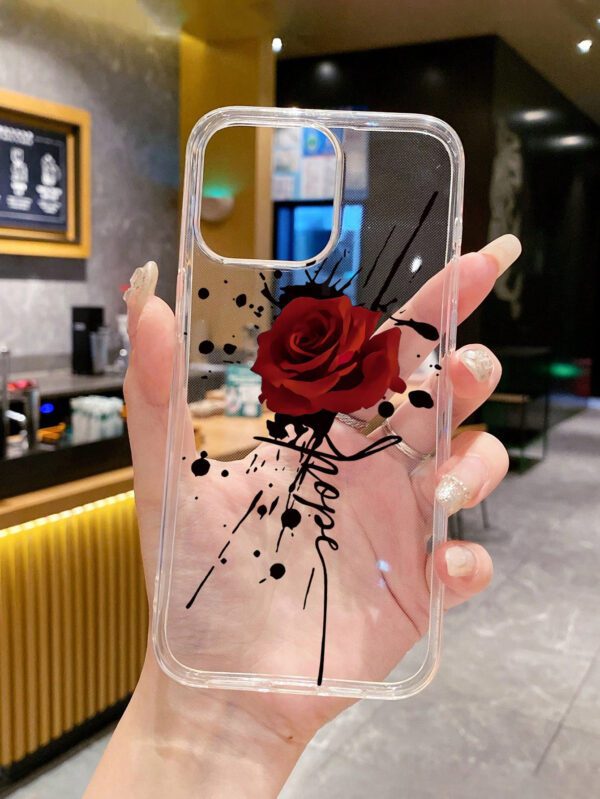 Coque de téléphone à motif de fleur de rose, design éclaboussure de rose, style artistique, choix tendance, coque de téléphone artistique transparente, compatible avec iPhone et Galaxy, Série iPhone 11/13/14/15/16, Galaxy A23 5G – Image 3