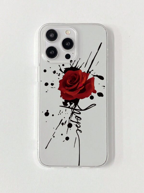 Coque de téléphone à motif de fleur de rose, design éclaboussure de rose, style artistique, choix tendance, coque de téléphone artistique transparente, compatible avec iPhone et Galaxy, Série iPhone 11/13/14/15/16, Galaxy A23 5G – Image 4