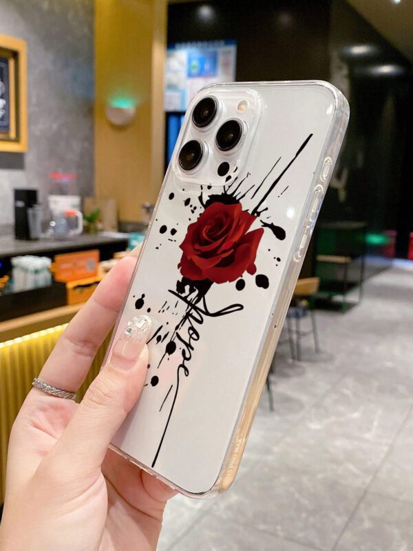 Coque de téléphone à motif de fleur de rose, design éclaboussure de rose, style artistique, choix tendance, coque de téléphone artistique transparente, compatible avec iPhone et Galaxy, Série iPhone 11/13/14/15/16, Galaxy A23 5G – Image 5