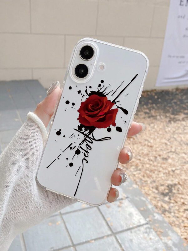 Coque de téléphone à motif de fleur de rose, design éclaboussure de rose, style artistique, choix tendance, coque de téléphone artistique transparente, compatible avec iPhone et Galaxy, Série iPhone 11/13/14/15/16, Galaxy A23 5G – Image 6