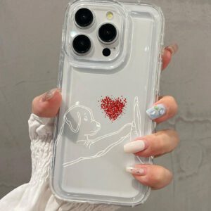 1 pièce Coque de téléphone TPU à couverture complète avec motif de personnalité pour chien donnant la patte en forme de cœur, compatible avec les téléphones Apple et Samsung