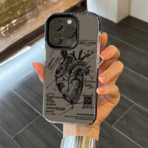 1 pièce Étui de téléphone en matériau TPU+PC résistant aux rayures avec design de cœur anatomique à double couleur, bord noir transparent, compatible avec iPhone 13, 14, 15 Pro Max, 16, 16 Pro, 16 Pro Max, 16 Plus, 11, 12 Pro Max, X, XR, XS Max, 7, 8 Plus, 13 Mini, 12 Mini, 11 Pro Max, 14 Pro, 14 Plus, 15 Plus