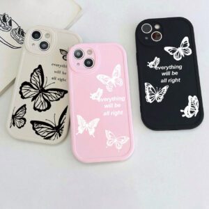3 pièces/set Étui de téléphone innovant haut de gamme imprimé papillon, en matériau silicone, compatible avec les modèles iPhone, Galaxy et Apple