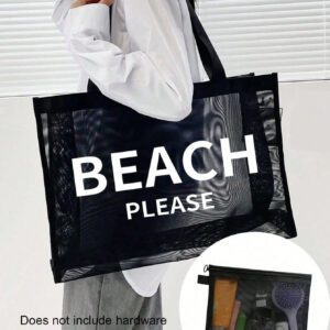 Sac de plage en maille en nylon avec imprimé alphabet, grande capacité, à utiliser pour soi-même ou à offrir en cadeau, sac de plage, sac de vacances pour amis, mère, professeurs, cadeau fête des mères, sac d'école, sac à dos retour à l'école, grande capacité, portable, pliable, convient aux adolescentes, femmes, étudiantes, parfait pour le retour à l'école, collège, école moyenne, lycée