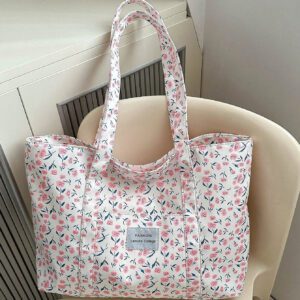 Sac fourre-tout en velours côtelé avec patch lettrage, léger et casual, pour adolescentes filles, étudiantes universitaires, débutants et travailleurs de bureau, parfait pour le bureau et l'université