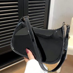Sac à bandoulière à fermeture éclair minimaliste de couleur unie tendance et simple, sac croissant, sac à bandoulière à fermeture éclair, porte-monnaie de couleur unie, sac bordeaux et cadeau idéal pour le Nouvel An, sac bordeaux à la mode