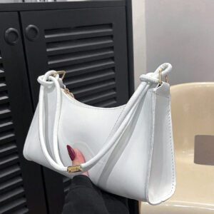 Sac à bandoulière à fermeture éclair minimaliste de couleur unie tendance et simple, sac croissant, sac à bandoulière à fermeture éclair, porte-monnaie de couleur unie, sac bordeaux et cadeau idéal pour le Nouvel An, sac bordeaux à la mode