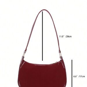 Sac à bandoulière à fermeture éclair minimaliste de couleur unie tendance et simple, sac croissant, sac à bandoulière à fermeture éclair, porte-monnaie de couleur unie, sac bordeaux et cadeau idéal pour le Nouvel An, sac bordeaux à la mode