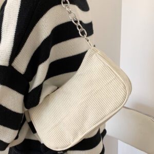 Sac léger et décontracté en velours côtelé avec chaîne à bandoulière pour adolescentes, femmes, étudiantes, recrues et cols blancs, parfait pour le bureau, l'université, le travail, les affaires, les déplacements domicile-travail