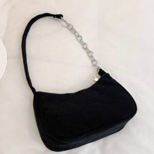 Sac léger et décontracté en velours côtelé avec chaîne à bandoulière pour adolescentes, femmes, étudiantes, recrues et cols blancs, parfait pour le bureau, l'université, le travail, les affaires, les déplacements domicile-travail
