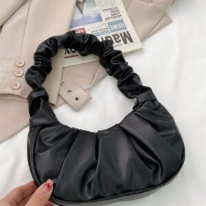 Sac à bandoulière pour dames à plis couleur unie de style nuage à la mode, sac à main polyvalent