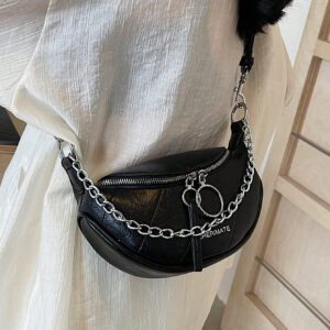 Sac de poitrine casual pour femmes de conception simple et de couleur unie, accessoire tendance assorti pour l'automne/l'hiver avec finition mate et élégante