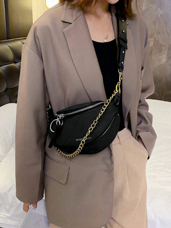 Sac de poitrine casual pour femmes de conception simple et de couleur unie, accessoire tendance assorti pour l'automne/l'hiver avec finition mate et élégante – Image 3
