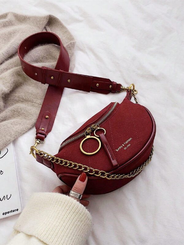 Sac de poitrine casual pour femmes de conception simple et de couleur unie, accessoire tendance assorti pour l'automne/l'hiver avec finition mate et élégante – Image 4