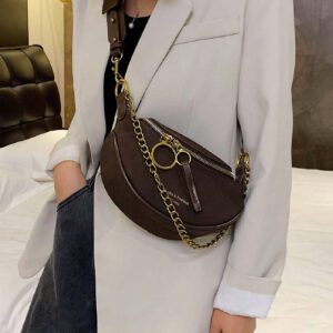 Sac de poitrine casual pour femmes de conception simple et de couleur unie, accessoire tendance assorti pour l'automne/l'hiver avec finition mate et élégante