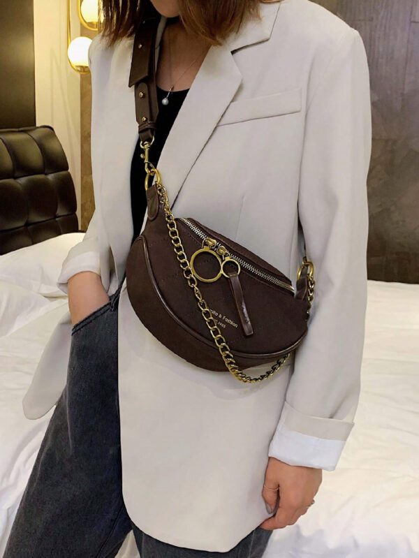Sac de poitrine casual pour femmes de conception simple et de couleur unie, accessoire tendance assorti pour l'automne/l'hiver avec finition mate et élégante – Image 5