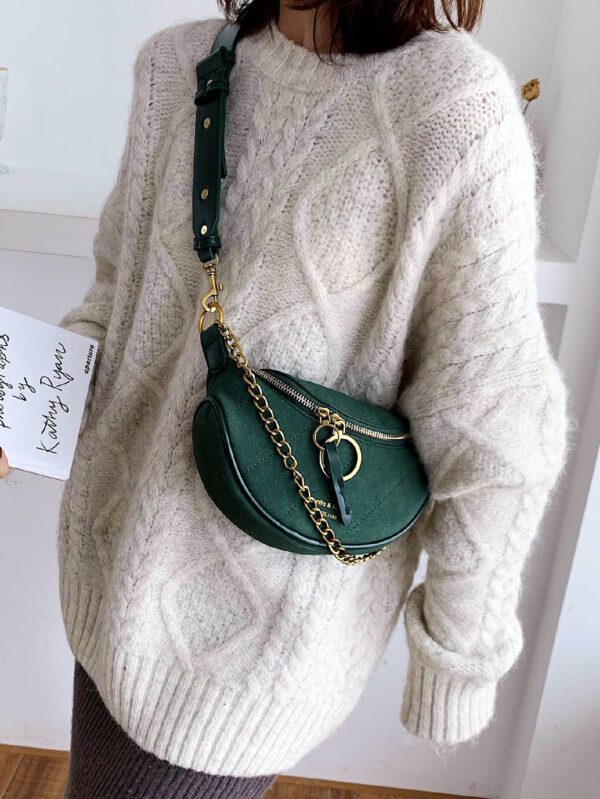 Sac de poitrine casual pour femmes de conception simple et de couleur unie, accessoire tendance assorti pour l'automne/l'hiver avec finition mate et élégante – Image 8
