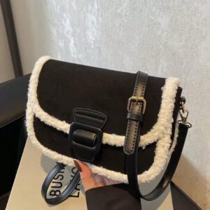 Sac à main carré miniature beige vintage à la mode en fourrure, nouveau sac à main en fourrure