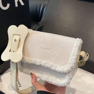 Sac à main carré miniature beige vintage à la mode en fourrure, nouveau sac à main en fourrure