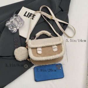 Sac à main carré miniature beige vintage à la mode en fourrure, nouveau sac à main en fourrure