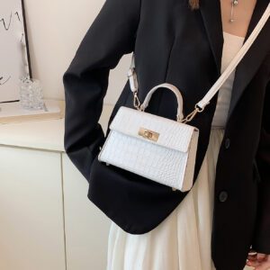 Sac Carré À Rabat D'empreinte De Crocodile Pour Femmes, Débutants Et Travailleurs Blancs, Pour Fille Et Femme.parfait Pour Le Bureau, Le Travail, Les Affaires Et Le Transport En Commun.