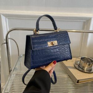Sac Carré À Rabat D'empreinte De Crocodile Pour Femmes, Débutants Et Travailleurs Blancs, Pour Fille Et Femme.parfait Pour Le Bureau, Le Travail, Les Affaires Et Le Transport En Commun.