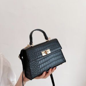 Sac Carré À Rabat D'empreinte De Crocodile Pour Femmes, Débutants Et Travailleurs Blancs, Pour Fille Et Femme.parfait Pour Le Bureau, Le Travail, Les Affaires Et Le Transport En Commun.
