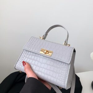 Sac Carré À Rabat D'empreinte De Crocodile Pour Femmes, Débutants Et Travailleurs Blancs, Pour Fille Et Femme.parfait Pour Le Bureau, Le Travail, Les Affaires Et Le Transport En Commun.
