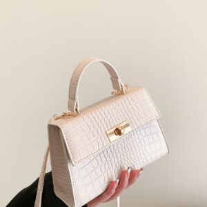 Sac Carré À Rabat D'empreinte De Crocodile Pour Femmes, Débutants Et Travailleurs Blancs, Pour Fille Et Femme.parfait Pour Le Bureau, Le Travail, Les Affaires Et Le Transport En Commun.