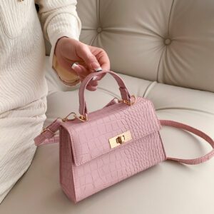 Sac Carré À Rabat D'empreinte De Crocodile Pour Femmes, Débutants Et Travailleurs Blancs, Pour Fille Et Femme.parfait Pour Le Bureau, Le Travail, Les Affaires Et Le Transport En Commun.