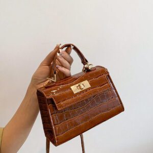 Sac Carré À Rabat D'empreinte De Crocodile Pour Femmes, Débutants Et Travailleurs Blancs, Pour Fille Et Femme.parfait Pour Le Bureau, Le Travail, Les Affaires Et Le Transport En Commun.