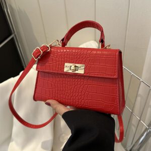 Sac Carré À Rabat D'empreinte De Crocodile Pour Femmes, Débutants Et Travailleurs Blancs, Pour Fille Et Femme.parfait Pour Le Bureau, Le Travail, Les Affaires Et Le Transport En Commun.