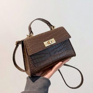 Sac Carré À Rabat D'empreinte De Crocodile Pour Femmes, Débutants Et Travailleurs Blancs, Pour Fille Et Femme.parfait Pour Le Bureau, Le Travail, Les Affaires Et Le Transport En Commun.