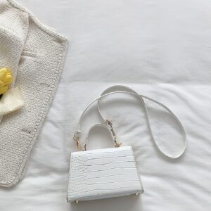 Sac Carré À Rabat D'empreinte De Crocodile Pour Femmes, Débutants Et Travailleurs Blancs, Pour Fille Et Femme.parfait Pour Le Bureau, Le Travail, Les Affaires Et Le Transport En Commun.