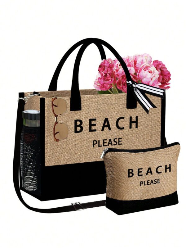 Sac fourre-tout de plage pour femmes, sac en canevas pour accessoires de plage, convient pour le mariage, l'anniversaire, les vacances, est un excellent cadeau pour les femmes, les mères, les enseignants, les amis, les demoiselles d'honneur, les étudiants, la rentrée scolaire, grand sac, sac de voyage pour les vacances, le week-end, les courts séjours, cadeau d'anniversaire personnalisé pour l'ami, elle, avec écharpe