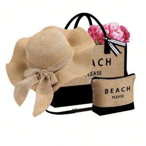 Sac fourre-tout de plage pour femmes, sac en canevas pour accessoires de plage, convient pour le mariage, l'anniversaire, les vacances, est un excellent cadeau pour les femmes, les mères, les enseignants, les amis, les demoiselles d'honneur, les étudiants, la rentrée scolaire, grand sac, sac de voyage pour les vacances, le week-end, les courts séjours, cadeau d'anniversaire personnalisé pour l'ami, elle, avec écharpe