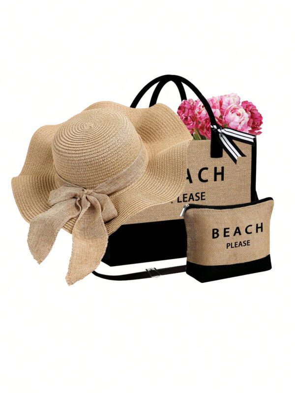 Sac fourre-tout de plage pour femmes, sac en canevas pour accessoires de plage, convient pour le mariage, l'anniversaire, les vacances, est un excellent cadeau pour les femmes, les mères, les enseignants, les amis, les demoiselles d'honneur, les étudiants, la rentrée scolaire, grand sac, sac de voyage pour les vacances, le week-end, les courts séjours, cadeau d'anniversaire personnalisé pour l'ami, elle, avec écharpe – Image 2