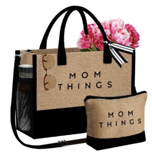 Sac fourre-tout de plage pour femmes, sac en canevas pour accessoires de plage, convient pour le mariage, l'anniversaire, les vacances, est un excellent cadeau pour les femmes, les mères, les enseignants, les amis, les demoiselles d'honneur, les étudiants, la rentrée scolaire, grand sac, sac de voyage pour les vacances, le week-end, les courts séjours, cadeau d'anniversaire personnalisé pour l'ami, elle, avec écharpe