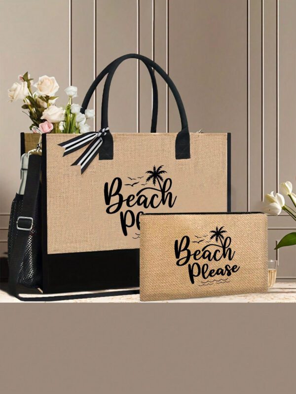 Sac fourre-tout de plage pour femmes, sac en canevas pour accessoires de plage, convient pour le mariage, l'anniversaire, les vacances, est un excellent cadeau pour les femmes, les mères, les enseignants, les amis, les demoiselles d'honneur, les étudiants, la rentrée scolaire, grand sac, sac de voyage pour les vacances, le week-end, les courts séjours, cadeau d'anniversaire personnalisé pour l'ami, elle, avec écharpe – Image 7