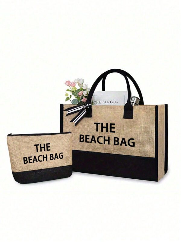 Sac fourre-tout de plage pour femmes, sac en canevas pour accessoires de plage, convient pour le mariage, l'anniversaire, les vacances, est un excellent cadeau pour les femmes, les mères, les enseignants, les amis, les demoiselles d'honneur, les étudiants, la rentrée scolaire, grand sac, sac de voyage pour les vacances, le week-end, les courts séjours, cadeau d'anniversaire personnalisé pour l'ami, elle, avec écharpe – Image 8