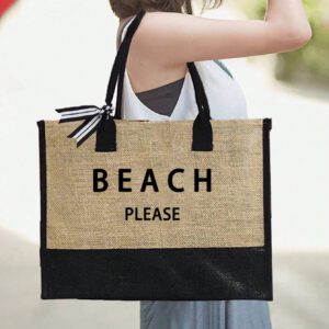 Sac fourre-tout de plage pour femmes, sac en canevas pour accessoires de plage, convient pour le mariage, l'anniversaire, les vacances, est un excellent cadeau pour les femmes, les mères, les enseignants, les amis, les demoiselles d'honneur, les étudiants, la rentrée scolaire, grand sac, sac de voyage pour les vacances, le week-end, les courts séjours, cadeau d'anniversaire personnalisé pour l'ami, elle, avec écharpe