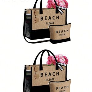 Sac fourre-tout de plage pour femmes, sac en canevas pour accessoires de plage, convient pour le mariage, l'anniversaire, les vacances, est un excellent cadeau pour les femmes, les mères, les enseignants, les amis, les demoiselles d'honneur, les étudiants, la rentrée scolaire, grand sac, sac de voyage pour les vacances, le week-end, les courts séjours, cadeau d'anniversaire personnalisé pour l'ami, elle, avec écharpe
