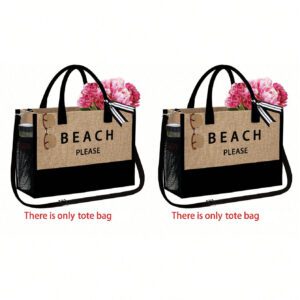 Sac fourre-tout de plage pour femmes, sac en canevas pour accessoires de plage, convient pour le mariage, l'anniversaire, les vacances, est un excellent cadeau pour les femmes, les mères, les enseignants, les amis, les demoiselles d'honneur, les étudiants, la rentrée scolaire, grand sac, sac de voyage pour les vacances, le week-end, les courts séjours, cadeau d'anniversaire personnalisé pour l'ami, elle, avec écharpe