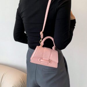Sac à main carré petit et décontracté avec cordon de serrage et fermoir tendance