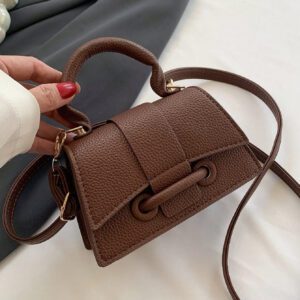 Sac à main carré petit et décontracté avec cordon de serrage et fermoir tendance