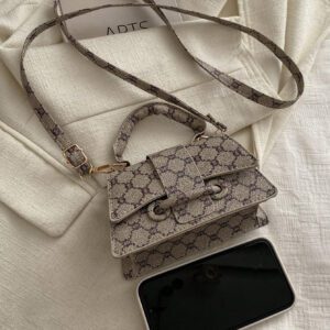 Sac à main carré petit et décontracté avec cordon de serrage et fermoir tendance