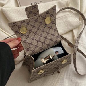 Sac à main carré petit et décontracté avec cordon de serrage et fermoir tendance