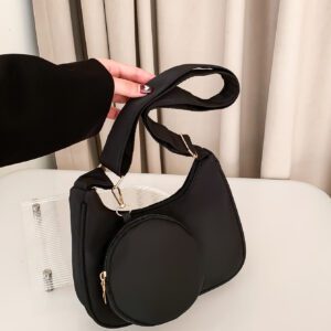 Sac à bandoulière à la mode de forme de croissant de couleur unicolore avec sangle réglable pour femmes, peut être utilisé comme sac à bandoulière ou sac à épaule, polyvalent pour tenues décontractées ou professionnelles
